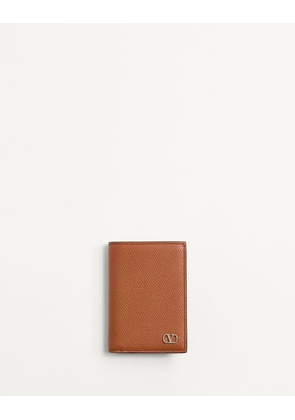 Valentino Garavani Valentino Garavani Vlogo Signature Cardholder In Grainy Calfskin Man SADDLE BROWN UNI