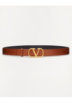 Valentino Garavani Vlogo Signature Calfskin Belt Man SADDLE BROWN 110