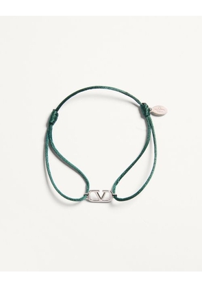 Valentino Garavani Vlogo Signature Cotton Bracelet Man ENGLISH GREEN UNI