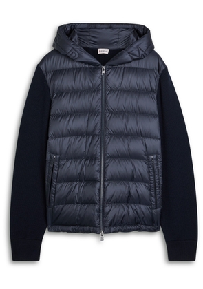 Moncler Hooded Shell and Wool Jacket - Navy - XL