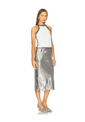 THE ATTICO Midi Dress in Metallic Silver. Size 40. Also in 36, 42.