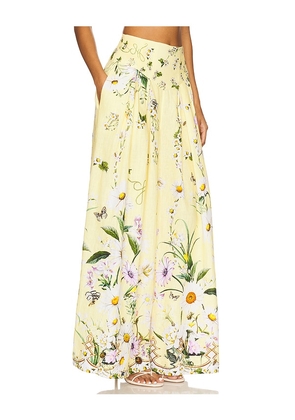 Camilla Corset Waist Wide Leg Pant in Yellow. Size L. Also in M, S.