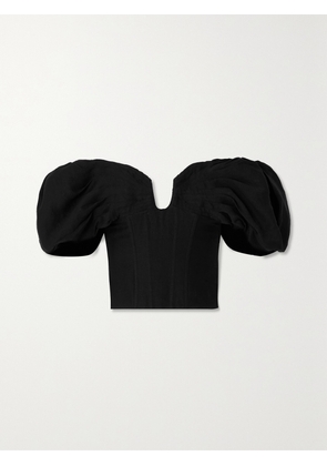 Cult Gaia - Samantha Off-the-shoulder Gathered Gauze Bustier Top - Black - xx small,x small,small,medium,large,x large