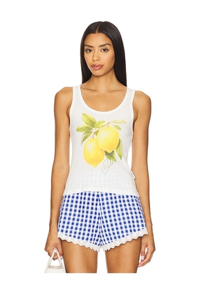 The Laundry Room Fresh Lemoncello Rib Tank Top in White. Size L. Also in M, S, XS.