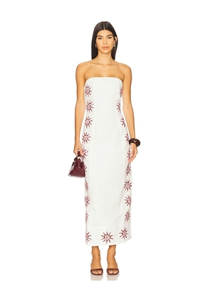 The Wolf Gang Sueno Strapless Maxi Dress in Ivory. Size L. Also in M, XL, XS.
