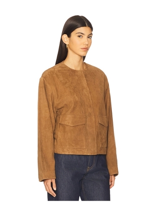 St. Agni Suede Utility Cocoon Bomber in Tan. Size L. Also in S, XL.