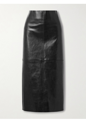 Another Tomorrow - Paneled Faux Leather Midi Skirt - Black - IT36,IT38,IT40,IT42,IT44