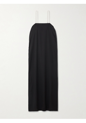 Sara Cristina - Pearl-embellished Recycled-georgette Midi Dress - Black - x small,small,medium,large,x large