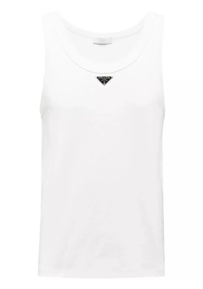 Prada triangle-logo cotton tank top - White