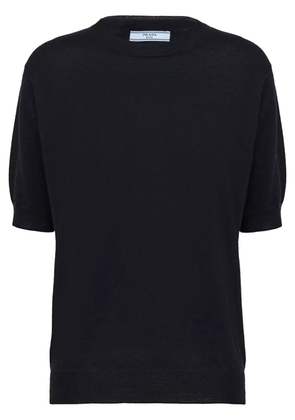 Prada triangle-logo cashmere knitted top - Blue