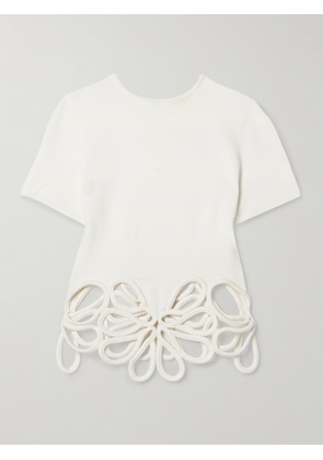 Cult Gaia - Eres Cutout Appliquéd Knitted T-shirt - Off-white - xx small,x small,small,medium,large,x large