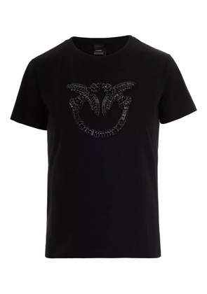 PINKO bird embellishment cotton T-shirt - NERO
