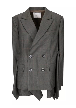 sacai double-breasted checked-pattern blazer - Grey