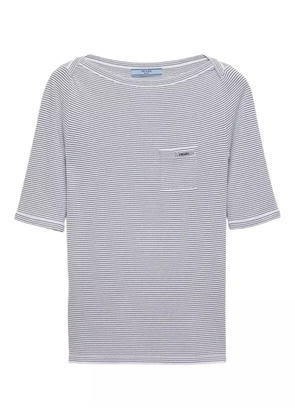 Prada striped boat-neck sweater - Blue