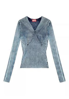 Diesel ribbed V-neck top - Blue