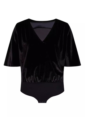 Undress Code Addicted To Love velvet wrap-neck bodysuit - Black