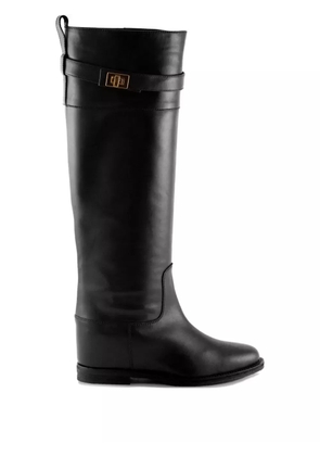 Via Roma 15 plaque-buckle leather boots - Black