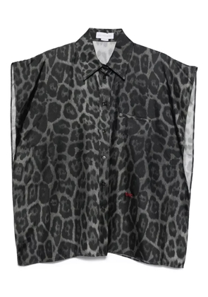 Stella McCartney leopard-print sleeveless blouse - Grey