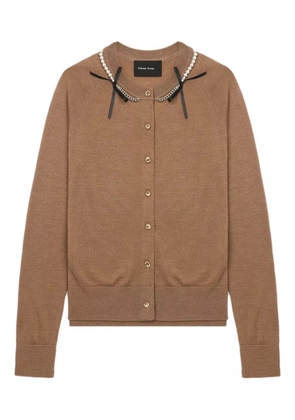 Simone Rocha pearl-embellished cardigan - Brown