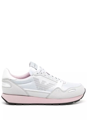 Emporio Armani panelled logo-print sneakers - Grey