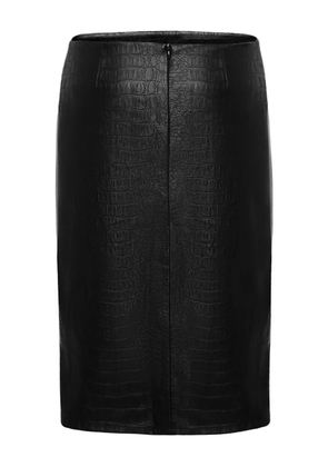 Lika crocodile-effect midi skirt - Black
