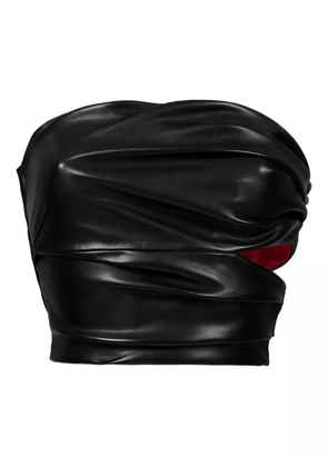 Lika draped faux-leather top - Black