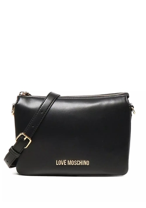 Love Moschino logo-plaque zip-fastening shoulder bag - Black