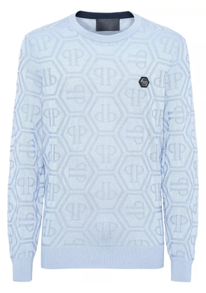 Philipp Plein monogram-jacquard jumper - Blue