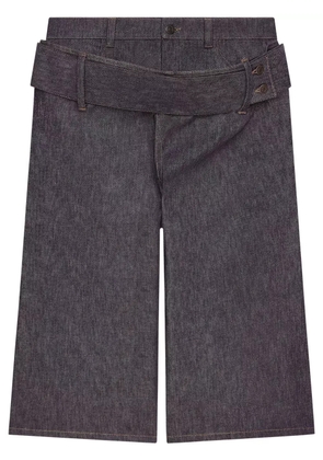 Courrèges double-belted denim shorts - Grey