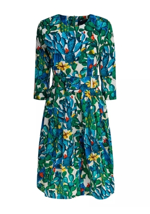 Samantha Sung Rachel cactus-print belted midi dress - Green