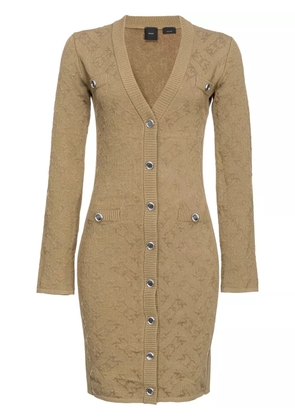 PINKO jacquard-logo cardigan dress - Neutrals