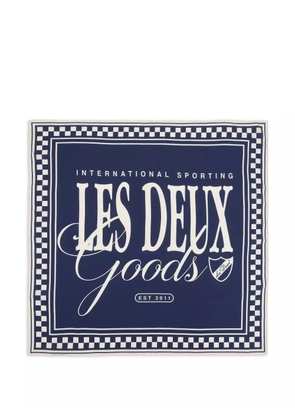 Les Deux Goods checkers-logo scarf - Blue