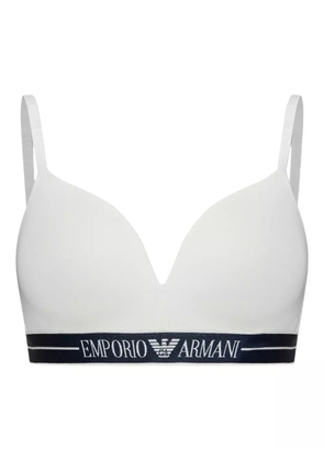 Emporio Armani logo-band bra - White