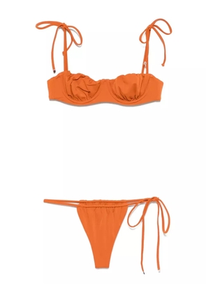 The Attico ruched-detailing bikini - Orange