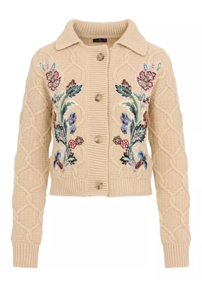 ETRO floral-embroidered cardigan - Neutrals