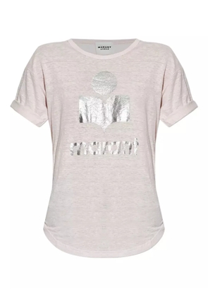 MARANT ÉTOILE logo-print linen top - Pink