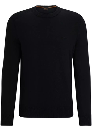 BOSS logo-embroidered ribbed jumper - Black