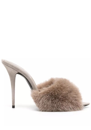 Saint Laurent 105mm LA 16 suede sandals - Grey