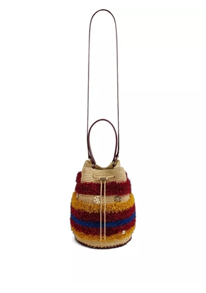 Rabanne woven striped bucket bag - Neutrals