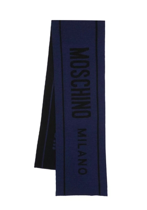 Moschino intarsia-logo wool scarf - Blue