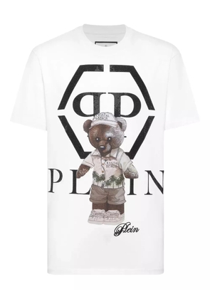 Philipp Plein crystal-embellished teddy-bear T-shirt - White