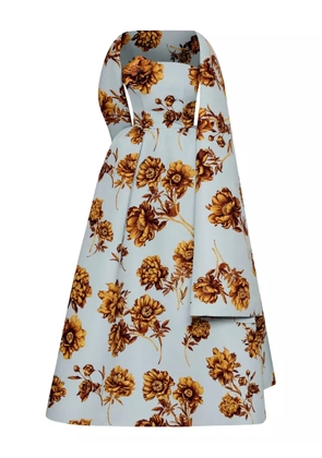 Oscar de la Renta floral-print strapless gown - Blue