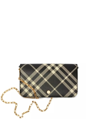 Burberry mini check-print crossbody bag - Black