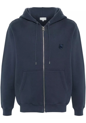 Maison Kitsuné Fox-appliqué zipped hoodie - Blue