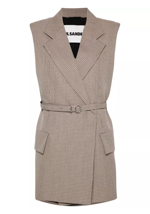 Jil Sander checked vest - Brown