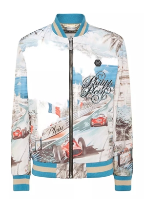 Philipp Plein Monaco Cote d'Azur satin bomber jacket - White
