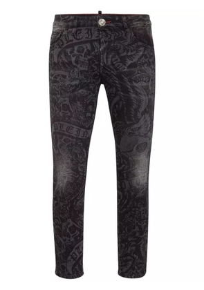 Philipp Plein tattoo-print skinny jeans - Black