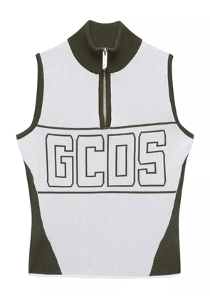 GCDS band-logo half-zip top - White