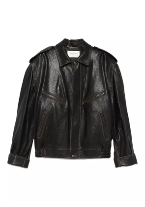 Saint Laurent leather zip-fastening jacket - Brown