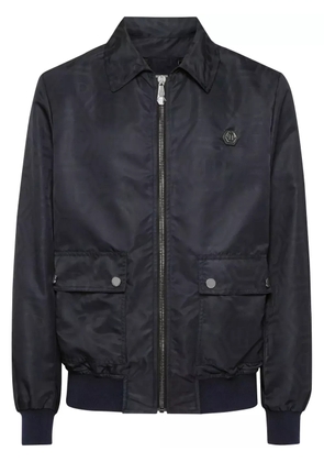 Philipp Plein monogram-jacquard bomber jacket - Blue